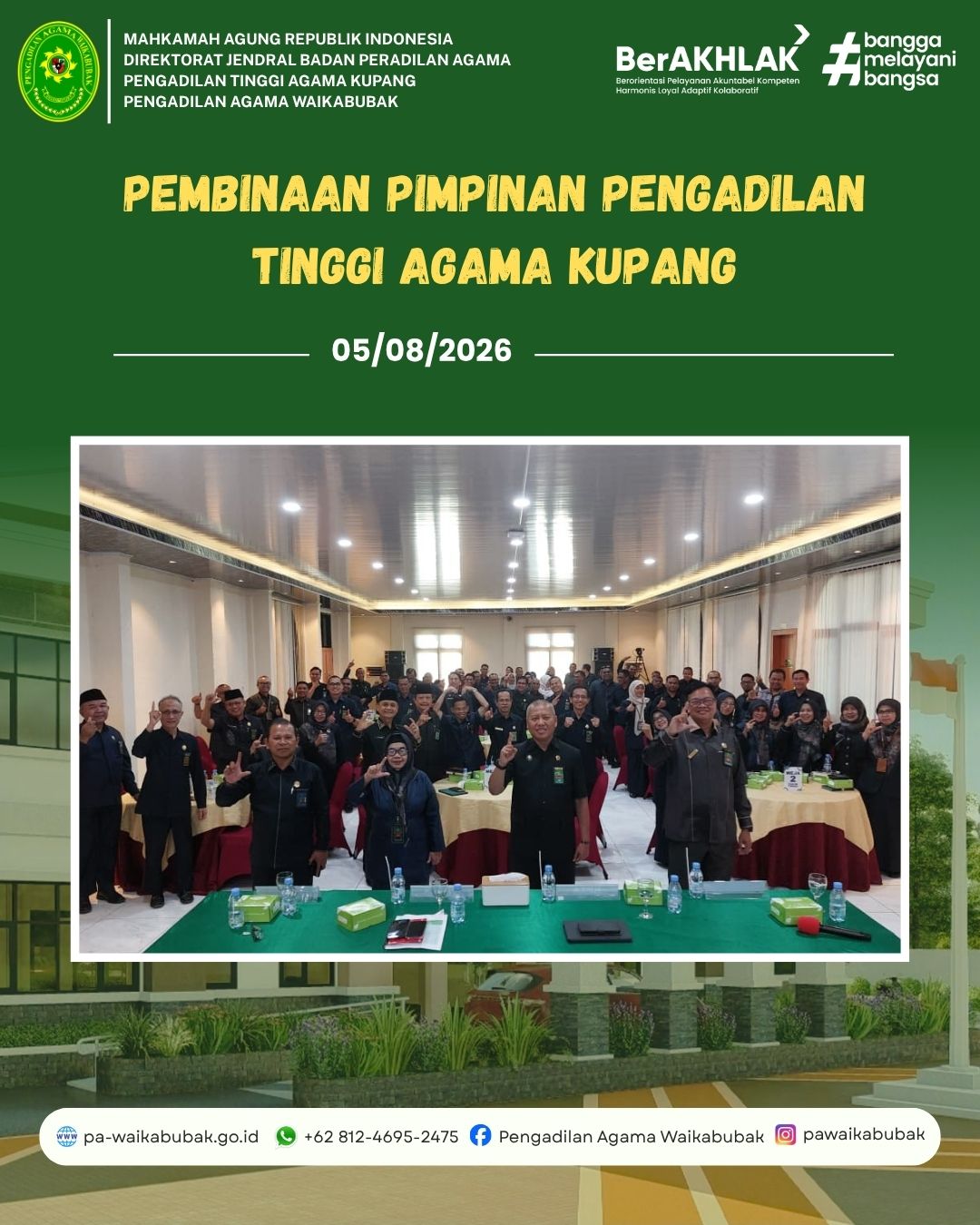 Ketua PA Waikabubak Hadiri Langsung Pembinaan Pimpinan PTA Kupang, Aparatur Ikuti Secara Daring